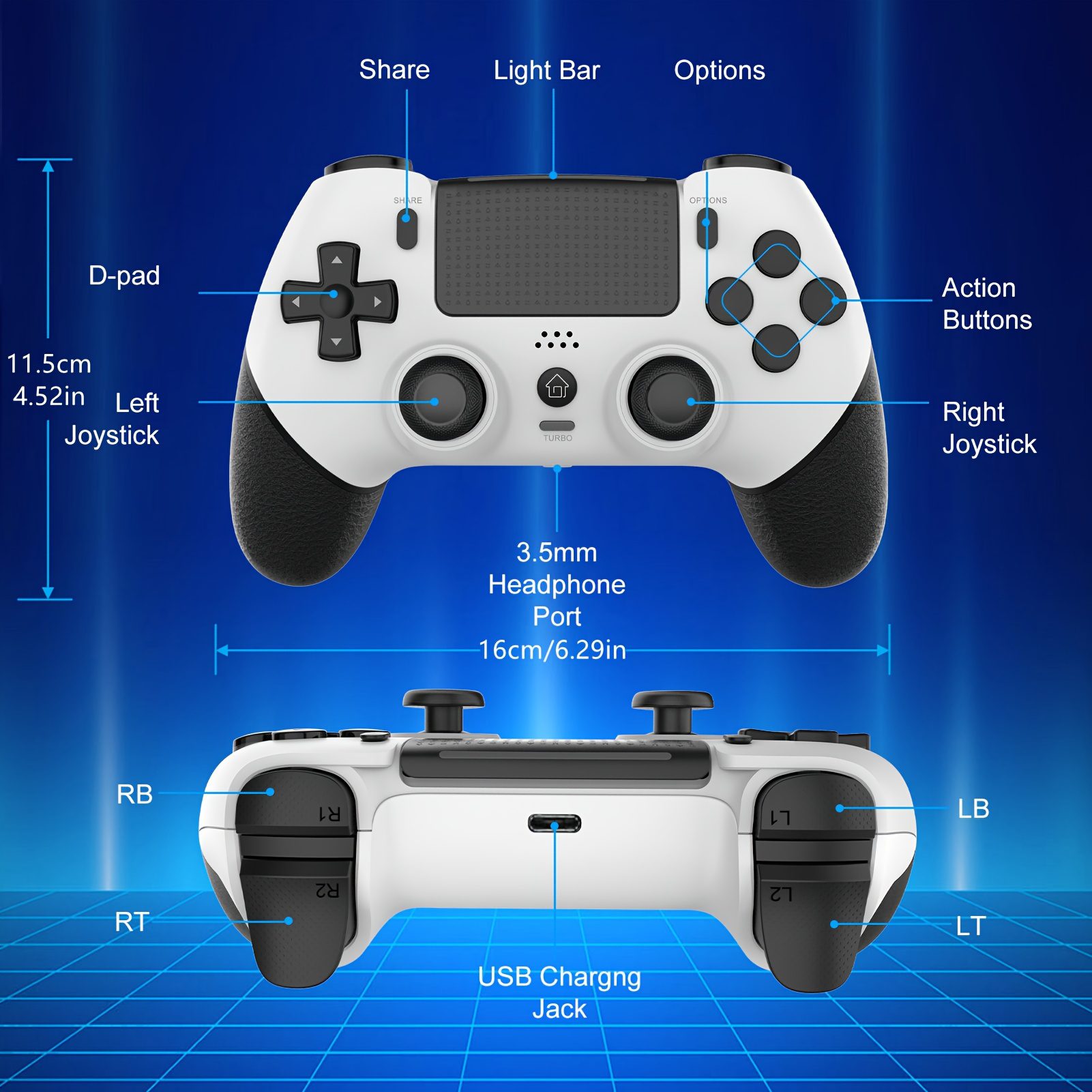 Wireless Game Controller for PS4, Slim, Pro, And PC Featuring Hall Effect Joysticks, a Gamepad with a 1000Mah Battery, Vibration, 6-Axis Gyro, Multi-Touch Pad, And a 3.5Mm Audio Jack - Image 2