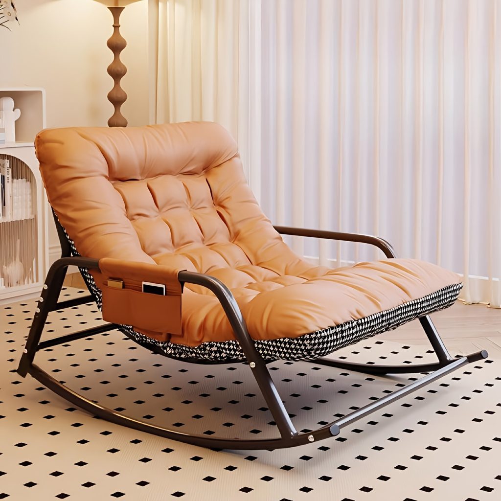 1pc - Modern Living Room Bedroom Rocking Chair | Indoor Double Sofa Lounger with Cushion, Garden Recliner with Armrests, Multi-Functional Zero Gravity Chair for Bedroom, Study, Reading Corner, Bay Window Area, Ergonomic Chair with Soft Cushion and M - Image 13