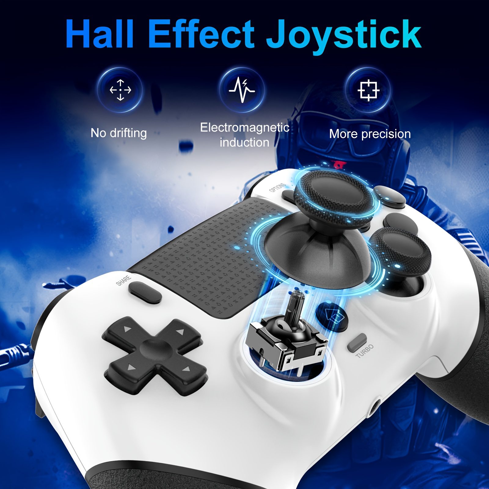Wireless Game Controller for PS4, Slim, Pro, And PC Featuring Hall Effect Joysticks, a Gamepad with a 1000Mah Battery, Vibration, 6-Axis Gyro, Multi-Touch Pad, And a 3.5Mm Audio Jack - Image 6