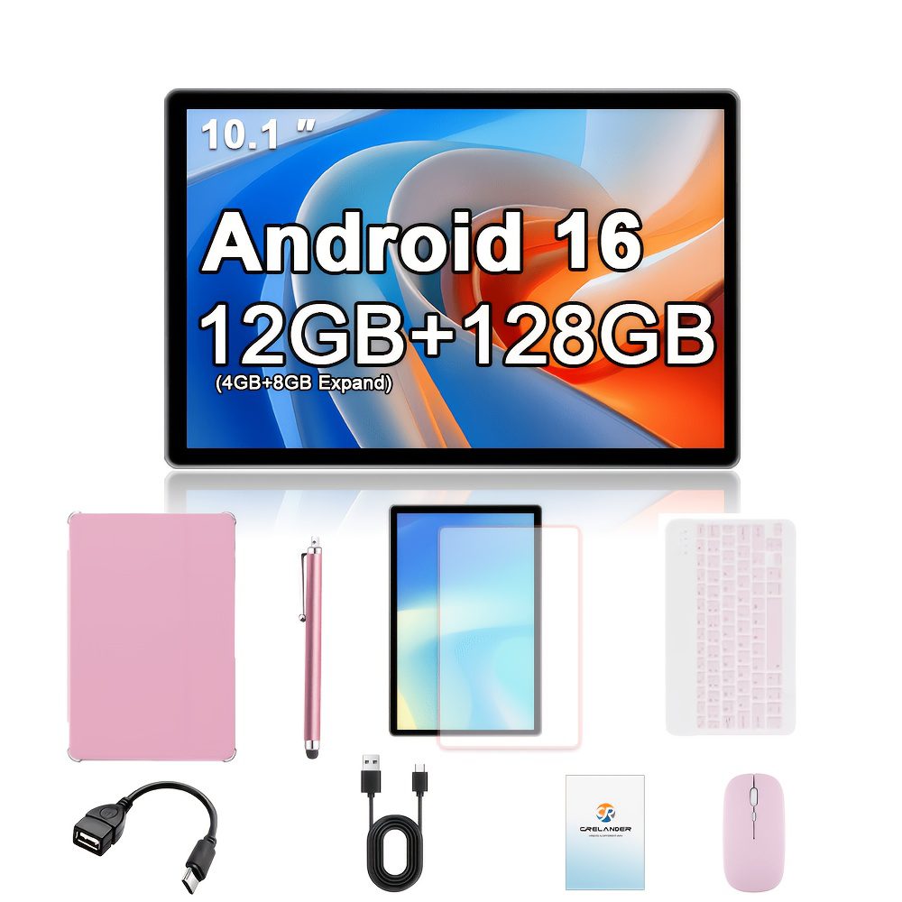 NEW Tablet Android 16 2 in 1 Tablet 10.1-Inch IPS Display 12GB RAM(4GB+8GB Expand) 128GB ROM, Support 1TB TF Card Extension, with Keyboard, Mouse, Stylus, Holder Case, 5G Wi-Fi & Wireless, GMS, Tablet, Pad - Image 6