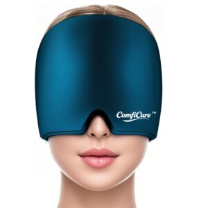Comficure Migraine Cap, Soothing Headache Hat Ice Pack Mask, Face Cold Compress Cooling Gel Head Wrap Products for Tension, Stress & Hangover