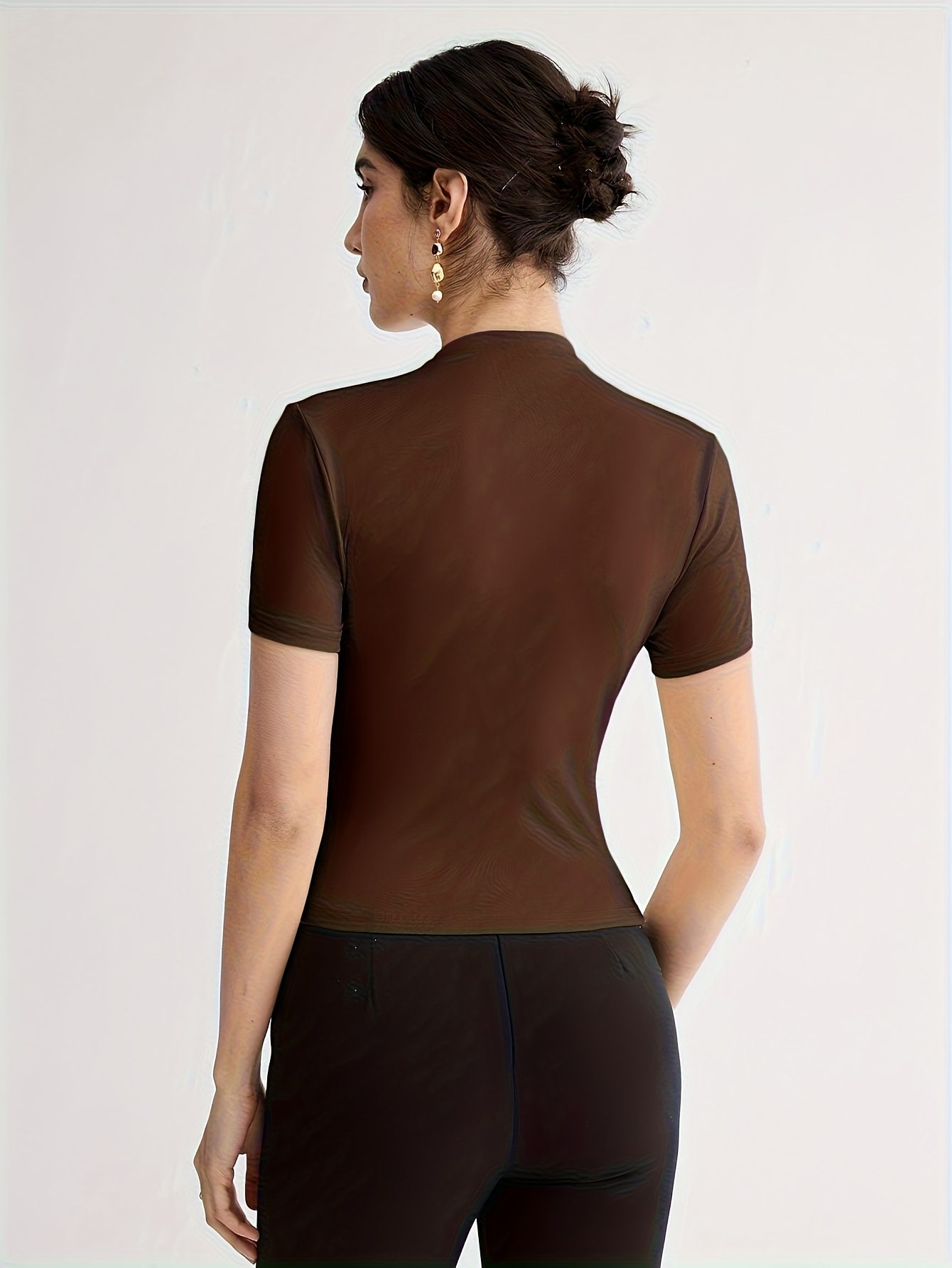Summer New Arrival Design Sense Versatile Solid Color T-Shirt Short Sleeve Top with Shoulder Button Decor - Image 10