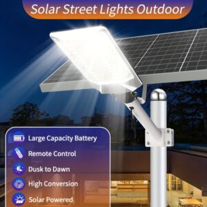 Solar ultra-bright curved surface street lamp, 18000mAh outdoor solar lamp with remote control, suitable for parking lots, commercial parking lots, school basketball courts, roadsides, courtyards, flowers, villas, outdoor solar lamps, Stylish