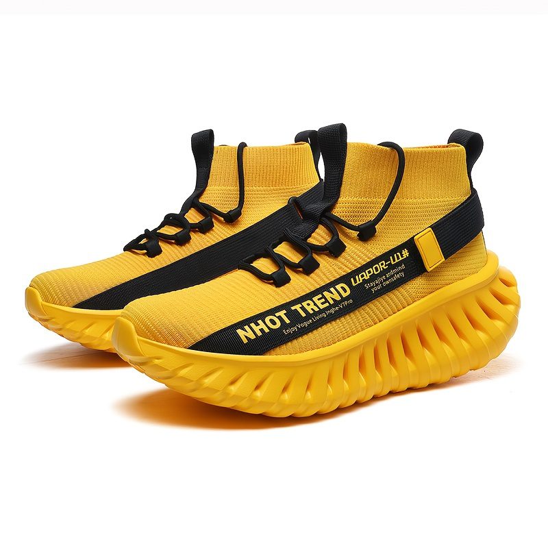 Men's Lightweight Sneakers - Non-Slip MD Sole, Breathable Sneakers for Gym, Running, Walking - All-Day Comfort Slip/resl Closure - Neon Yellow & Black Accent - Casual & Formal Shoes - Durable Lightweight Design for Everyday & Special Events, Outdoor Walking, Sporty Look, Supportive Sole, Versatile Footwear, Fitness Enthusiasts - Image 9