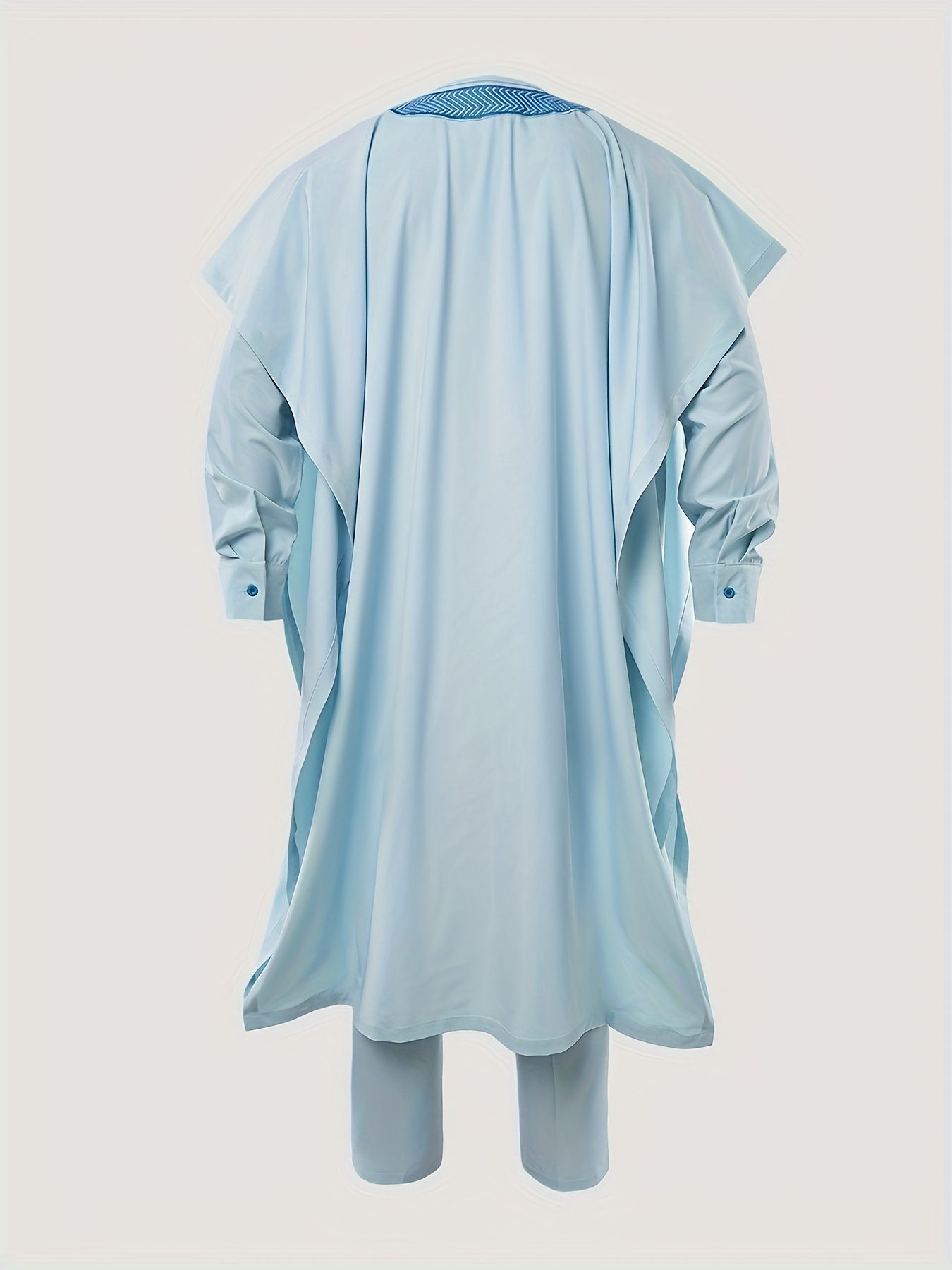 Men'S Three-Piece Agbada Set Featuring Embroidery, Pockets, And a Loose, Flowing Silhouette; Includes a Robe, Shirt, And Drawstring Elastic Waist Long Pants, Suitable for Everyday Events Like Cocktails, Weddings, Parties, Banquets, Birthdays - Image 4