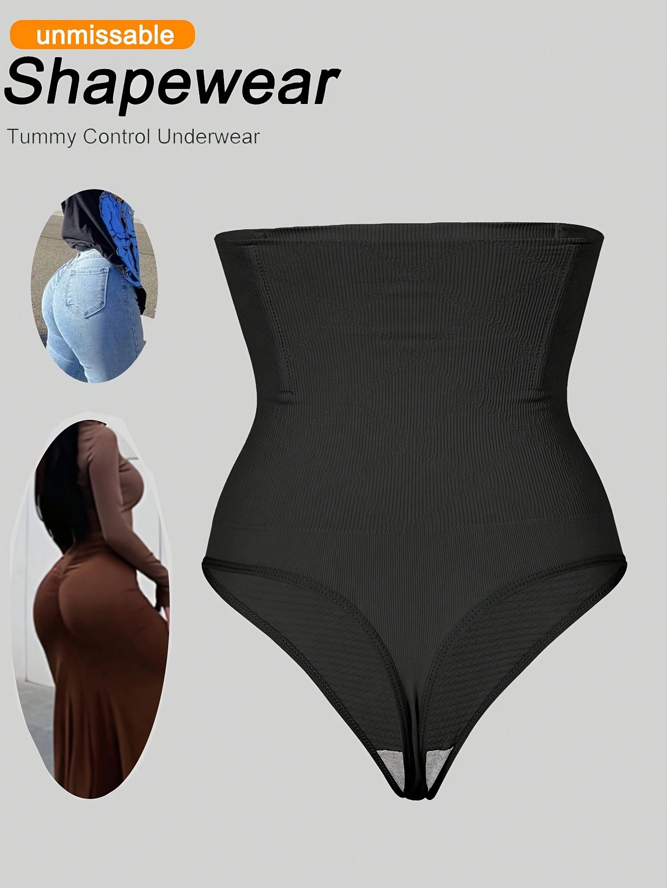 1pc High Waist Seamless Women's Thong Tummy Control Panties Women's Shapewear Buttock Lifter Tummy Control Waist Trainer Body Shaper Flat Belly Women's Shapewear - Image 10