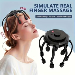 8-Finger Head Massager, Portable USB Rechargeable Electric Head Massager with 3 Mode Options