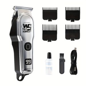 A Professional Men'S Electric Hair Clipper Set with an LED Display, an Electric Shaver, Four Guide Combs for Zero-Gap Cutting, a Small Brush, TYPE-C Charging, Perfect As a Gift for Men, Father'S Day Presents