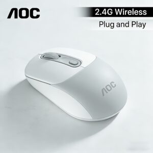 AOC Bluetooth Wireless Mouse- Dual-Mode Wireless (2.4 GHz + Bluetooth 5.0), USB-C Charging, Silent & Portable, Ergonomic Design; Compatible with Laptops, Tablets, and PCs; Multi-Device Control; Essential for Office Work, Business Travel, and Gaming