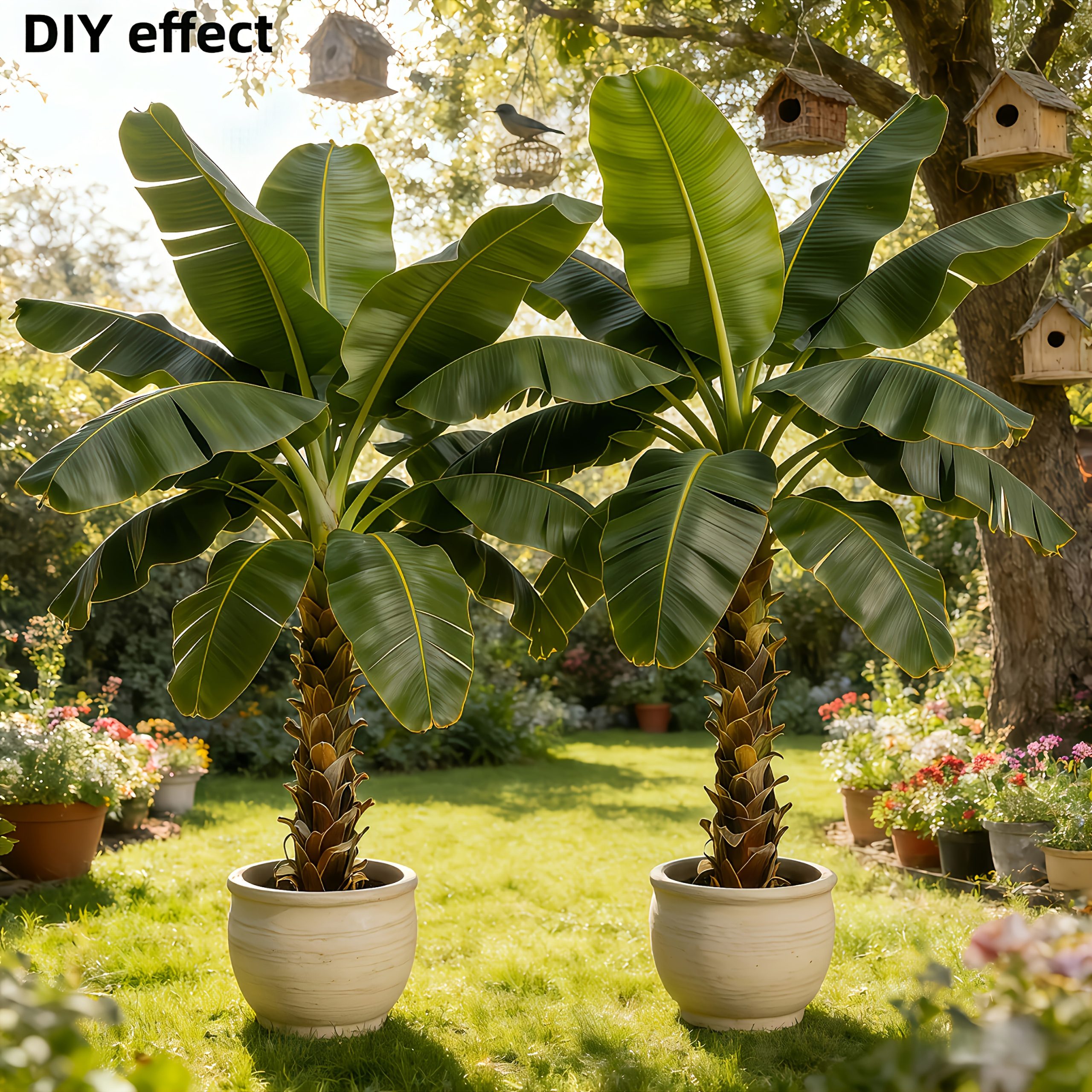 2pcs Large Outdoor Artificial Banana Tree - Wedding Garden Modern Decoration, Maintenance-Free Four Seasons Evergreen Money Tree Artificial Plant | Epiphyllum Evergreen Potted Plant, Large-Leaf Decorative Tree, Nordic Style Faux Tree for Courtyard - Image 7