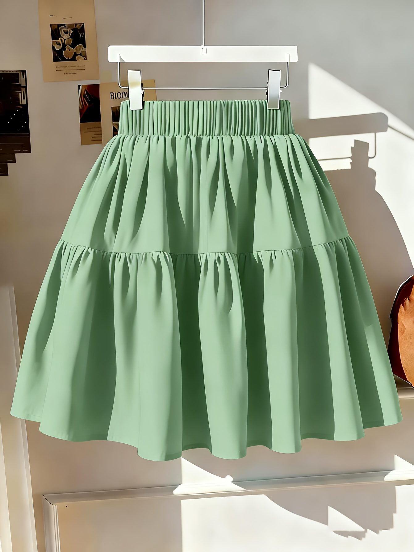 Women's Ruffle Hem Flared A-Line Skirt with Bow Tie Straps, Double-Layer Ruffled Spliced Cake Skirt, Short Skirt - Image 9