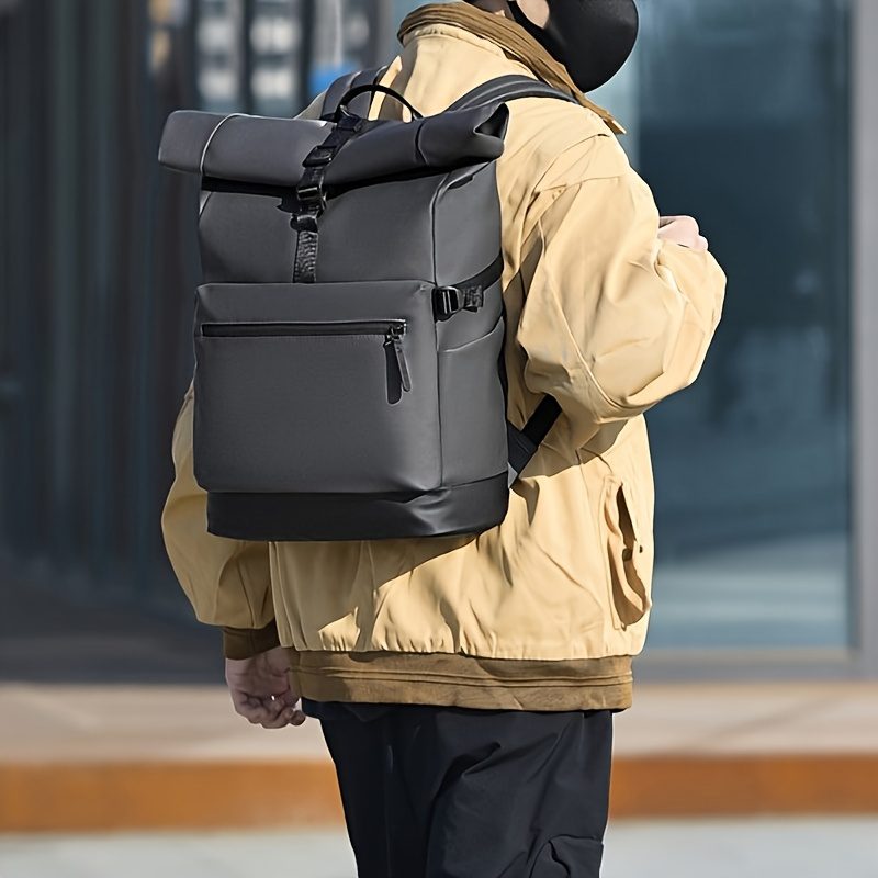 New Functional Style Casual Versatile Single-Shoulder Bag, Large Capacity Solid Color Simple Tote Storage Bag, Business Trip Backpack, Travel Hiking Mountaineering Backpack - Image 5
