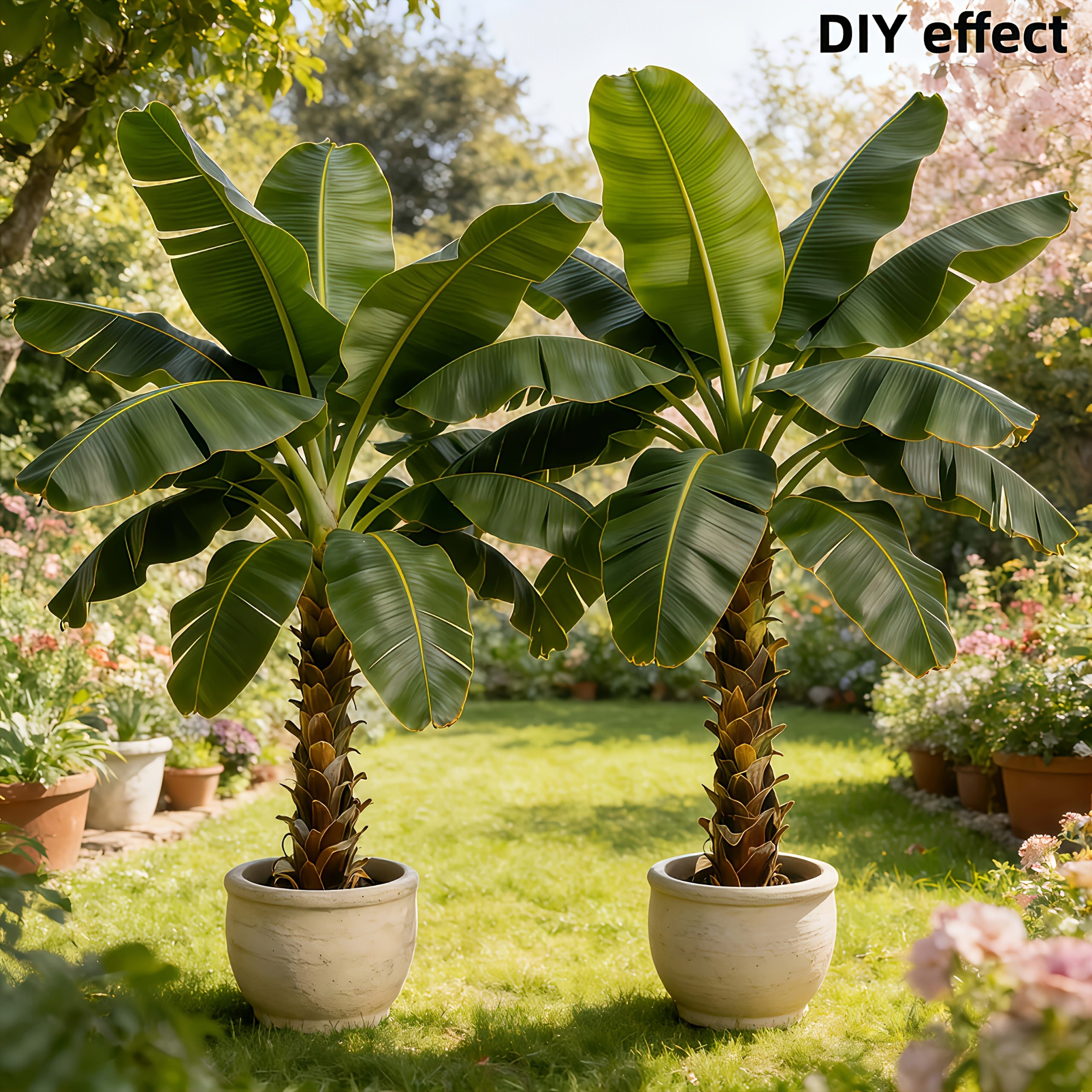 2pcs Large Outdoor Artificial Banana Tree - Wedding Garden Modern Decoration, Maintenance-Free Four Seasons Evergreen Money Tree Artificial Plant | Epiphyllum Evergreen Potted Plant, Large-Leaf Decorative Tree, Nordic Style Faux Tree for Courtyard - Image 8