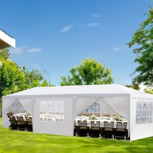 Party Event Canopy Life Choice Heavy-Duty 3.05x9.14meter Outdoor Party Tent with Removable Sidewalls and Double Doors - High-Quality Event Awning with Stake Ropes for Easy Setup, Large Capacity Wedding, BBQ, Beach Commercial/Home Outdoor Shelter