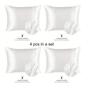 Garben Luxury Satin Pillowcase - Standard Satin Pillowcase with Zipper, Pink (Pillowcase Set of 4)