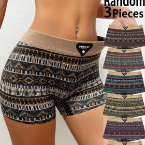 A Set of Three Women'S Boyshort Panties, Featuring a Soft And Comfortable Mid-Rise Design. These Breathable Underwear Come in a Variety of Colors, Ensuring a Comfortable Fit for Both Daily Wear And Special Events