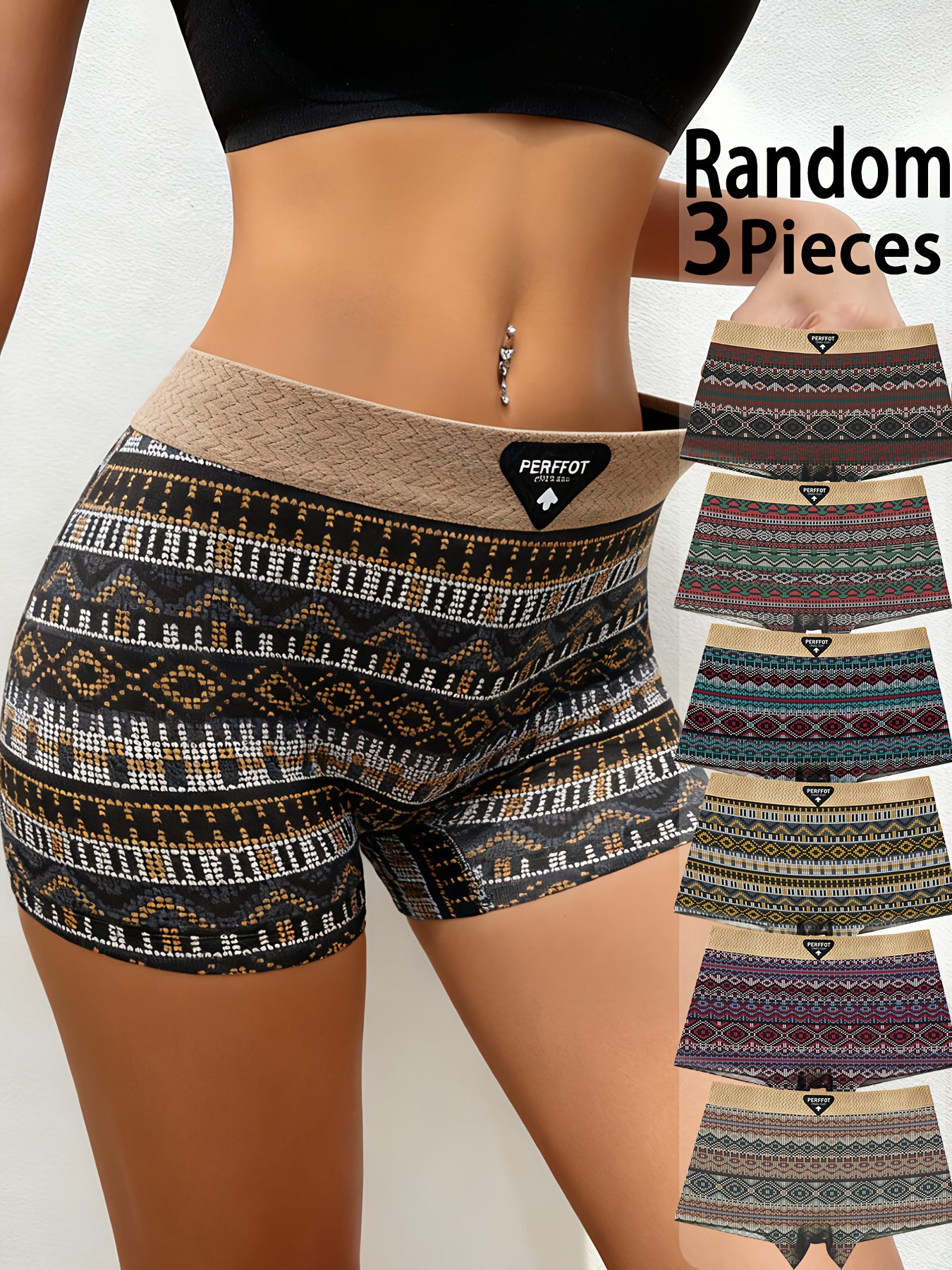 A Set of Three Women'S Boyshort Panties, Featuring a Soft And Comfortable Mid-Rise Design. These Breathable Underwear Come in a Variety of Colors, Ensuring a Comfortable Fit for Both Daily Wear And Special Events
