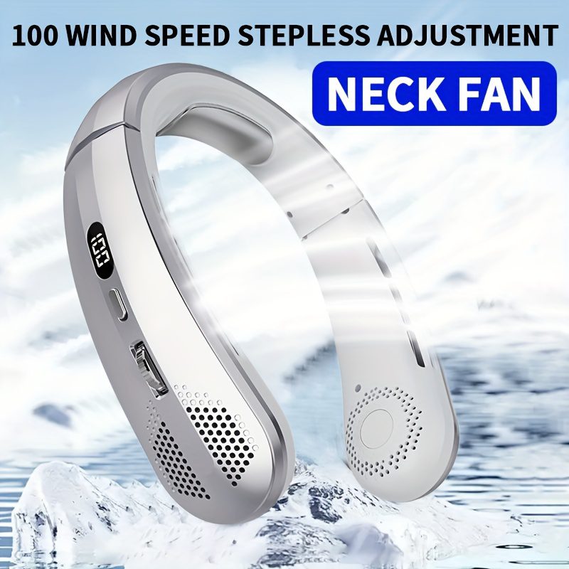 1pc Portable Leafless Hanging Neck Fan Five Generations USB Charging Fan, Display 100 Speed Adjustable Up And Down Air Cooling, 30° Internal And External Angle Adjustable, Suitable for Home, Office. Essential Back-To-School Supplies, Outdoors, Beach - Image 2
