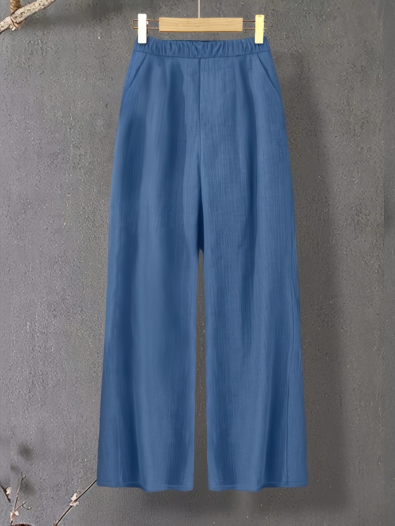 New V-neck Button-detail Short-sleeve Top with Elastic Waist and Side Slant Pockets Women's Set - Image 5