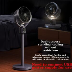 1 USB-powered Air Circulation with 5 Wind Speed Levels, 3 Timer Settings, Adjustable Height, Automatic Oscillation, and Manual Up/down Adjustment. Powered Via Type-C USB