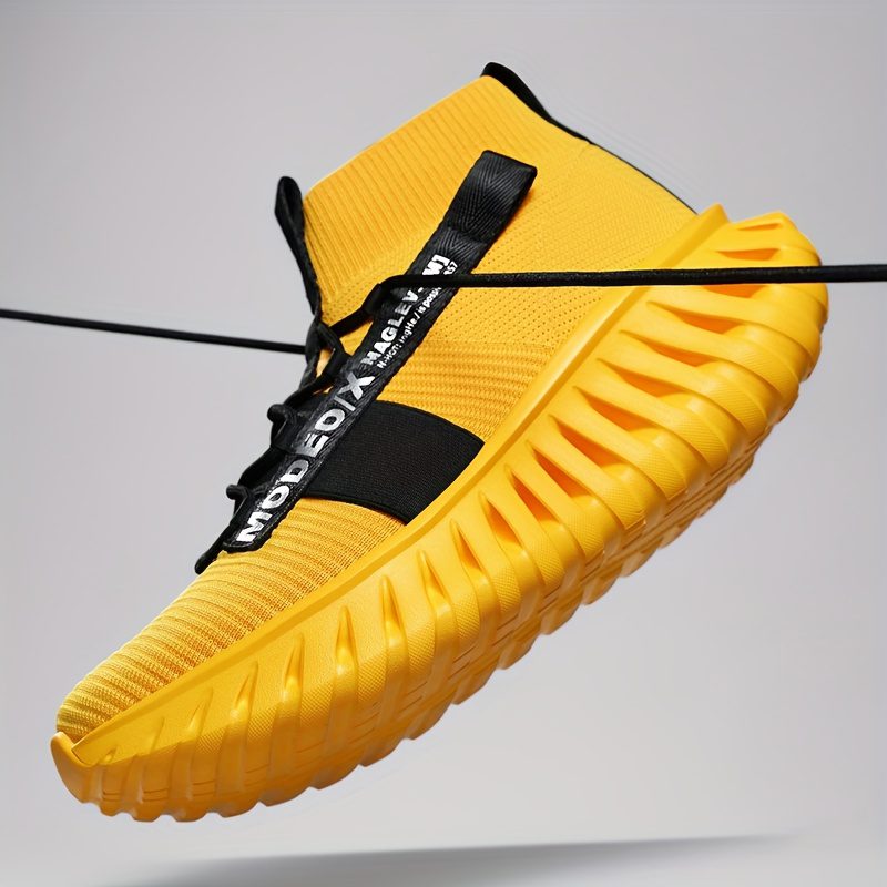 Men's Lightweight Sneakers - Non-Slip MD Sole, Breathable Sneakers for Gym, Running, Walking - All-Day Comfort Slip/resl Closure - Neon Yellow & Black Accent - Casual & Formal Shoes - Durable Lightweight Design for Everyday & Special Events, Outdoor Walking, Sporty Look, Supportive Sole, Versatile Footwear, Fitness Enthusiasts - Image 12