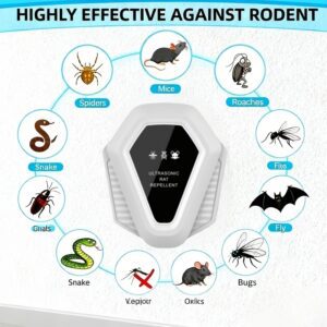High-Tech Electronic Cat, White | Multi-Frequency Ultrasonic Pest Repeller, USB Powered, with AI Dynamic Frequency Adjustment, Safe for Humans and Pets, Effective Against Mice, Flies, Cockroaches, and More