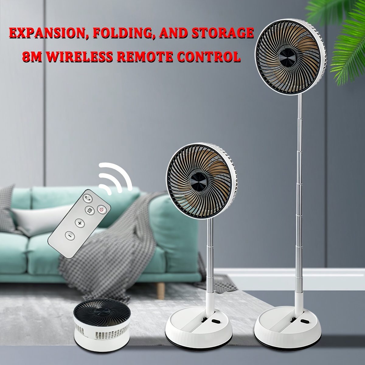 7200Mah Retractable And Rotating Table Fan, USB Charging, with Timer Function, Remote Control, Three-Speed Adjustment, Suitable for Indoor And Outdoor Use, Easy to Carry, a Must-Have for Holidays - Image 8