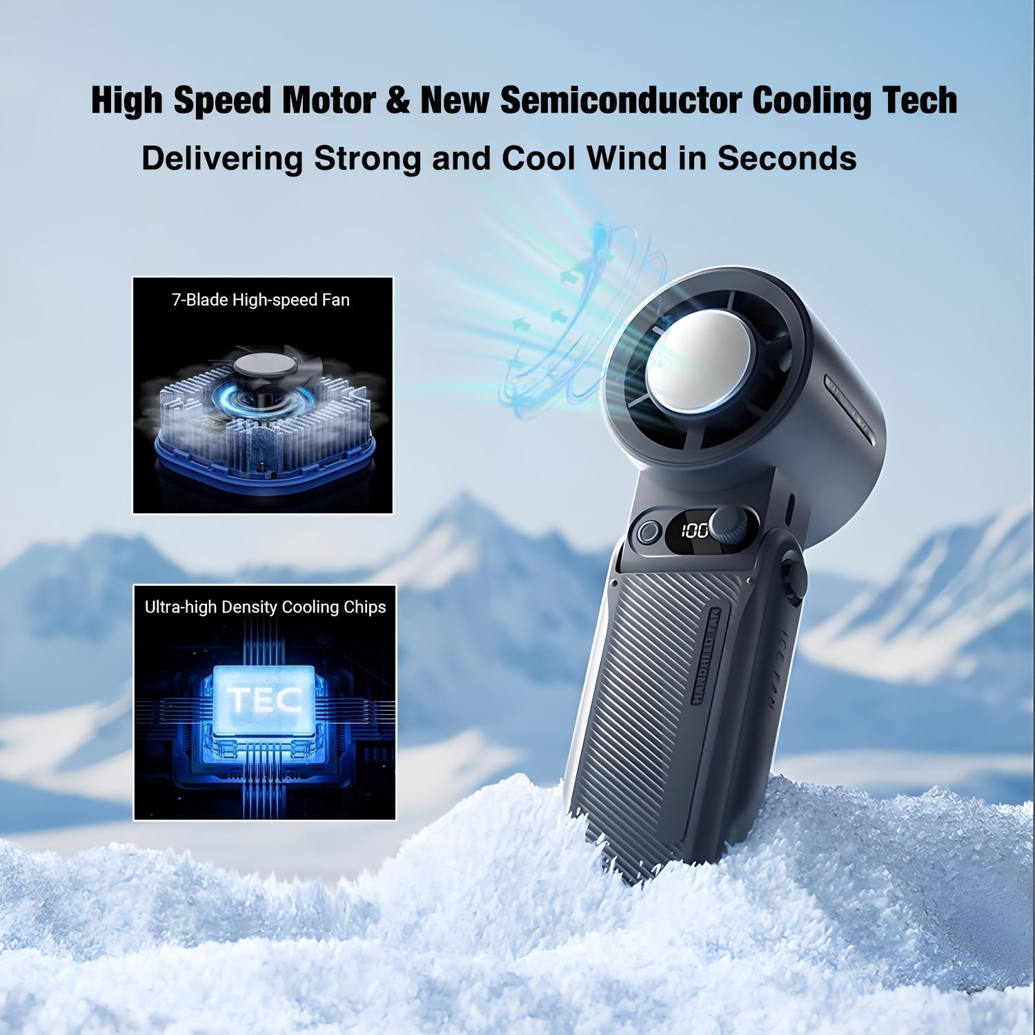 Portable electric fan, rechargeable handheld fan, 6000mAh, with ice pack, 199 speed handheld turbo fan, with digital display screen - quiet, suitable for outdoor, family, and outdoor travel. - Image 11