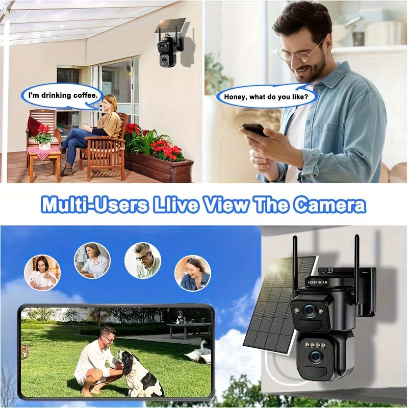 Wireless Outdoor Security Camera with Dual Lenses And Screens, Featuring 1296P Resolution, 5G Wifi, Solar Power, 360° View, Spotlight Color Night Vision, PIR Sensor, Auto Tracking, TF Card/Cloud Storage, And Two-Way Audio - Image 6