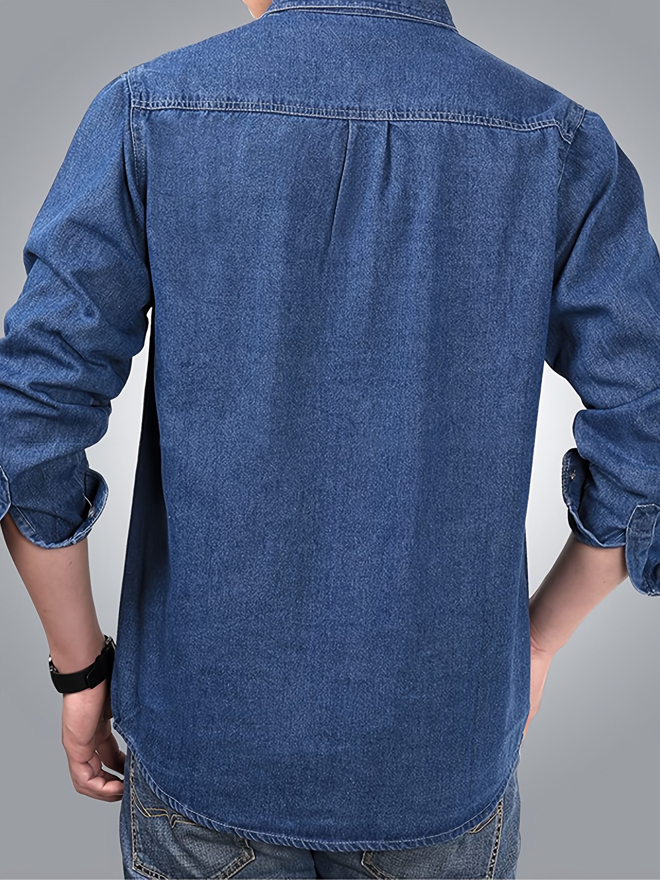 Men's Spring/Autumn Denim Shirt Long Sleeve Fashion Loose Casual Pure Summer Lightweight Workwear Labor Protection Jacket - Image 10