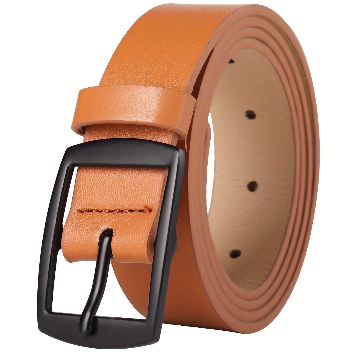 1 Men's fashionable PU belt, simple retro design, smooth buckle, suitable for Men's daily life, leisure time, parties, holidays, work, Valentine's Day - Image 5