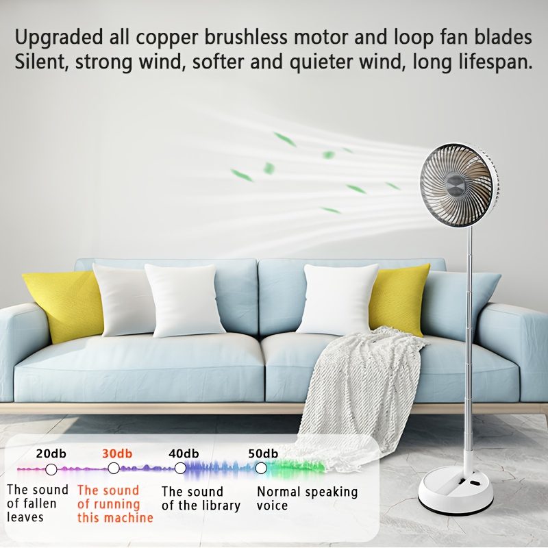 7200Mah Retractable And Rotating Table Fan, USB Charging, with Timer Function, Remote Control, Three-Speed Adjustment, Suitable for Indoor And Outdoor Use, Easy to Carry, a Must-Have for Holidays - Image 7