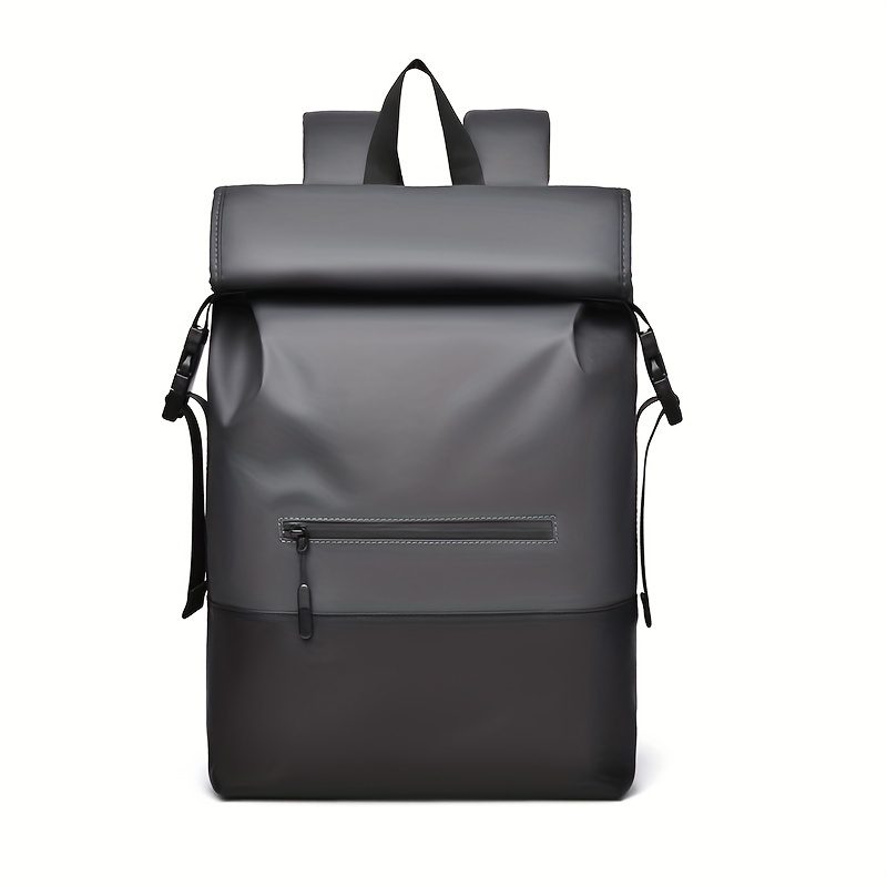 Stylish Roll-Top Daypack with Laptop Compartment - Durable Oxford Fabric, Adjustable Straps, Zip Closure for Outdoor Adventures - Image 5