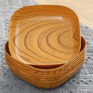 2/6pcs Set of Reusable Wood-look Plastic Trays, Suitable for Sushi, Appetizers, Desserts, Fruits, Snacks, Etc. Washable, Ideal for Kitchen Storage and Table Decoration. "Wood Grain" Effect, Non-wood Material, Made from Safe Wheat Straw