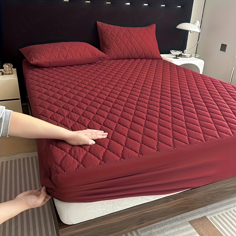 1pc Rhomboid Thickening Mattress Protector | Super Soft And Comfortable Polyester Fitted Sheet, Geometric Pattern, Ultrasonic Embossing, Suitable for Bedroom, Guest Room, Hotel Use - Image 3