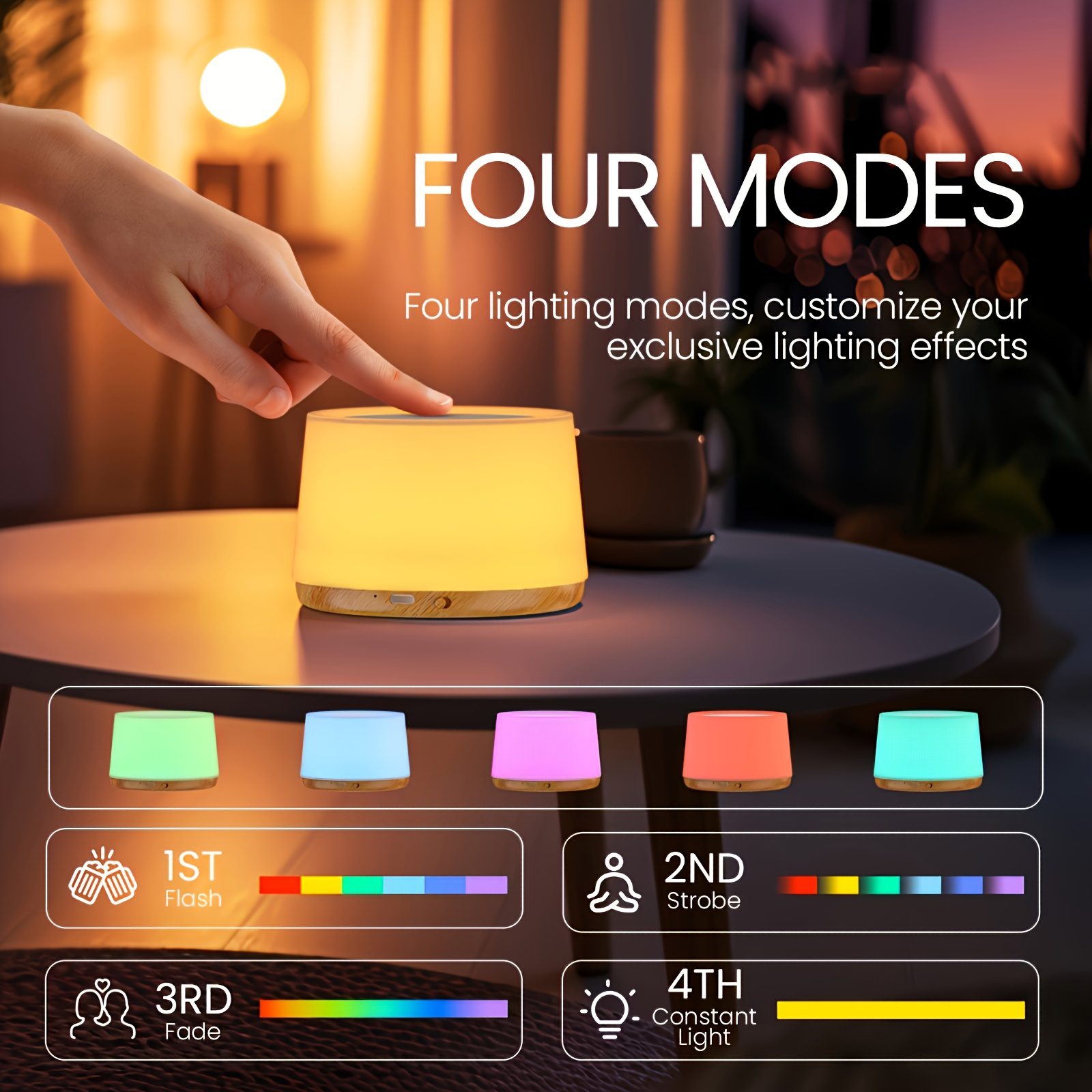 Lihangstar Touch-Sensitive Smart Lamp, a Brand New Touch Bedside Lamp, Night Light/Table Lamp, Adjustable Brightness And Color Night Light, USB Rechargeable/Suitable for Bedroom, Living Room, Parties, Desktop, Birthday Gift Ambient Light - Image 6