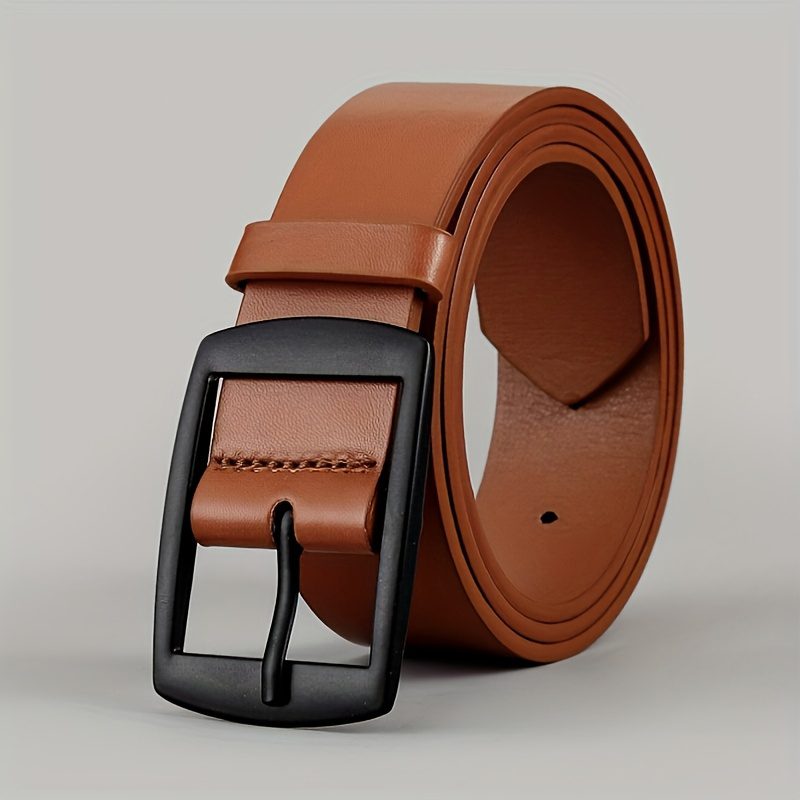 1 Men's fashionable PU belt, simple retro design, smooth buckle, suitable for Men's daily life, leisure time, parties, holidays, work, Valentine's Day - Image 6