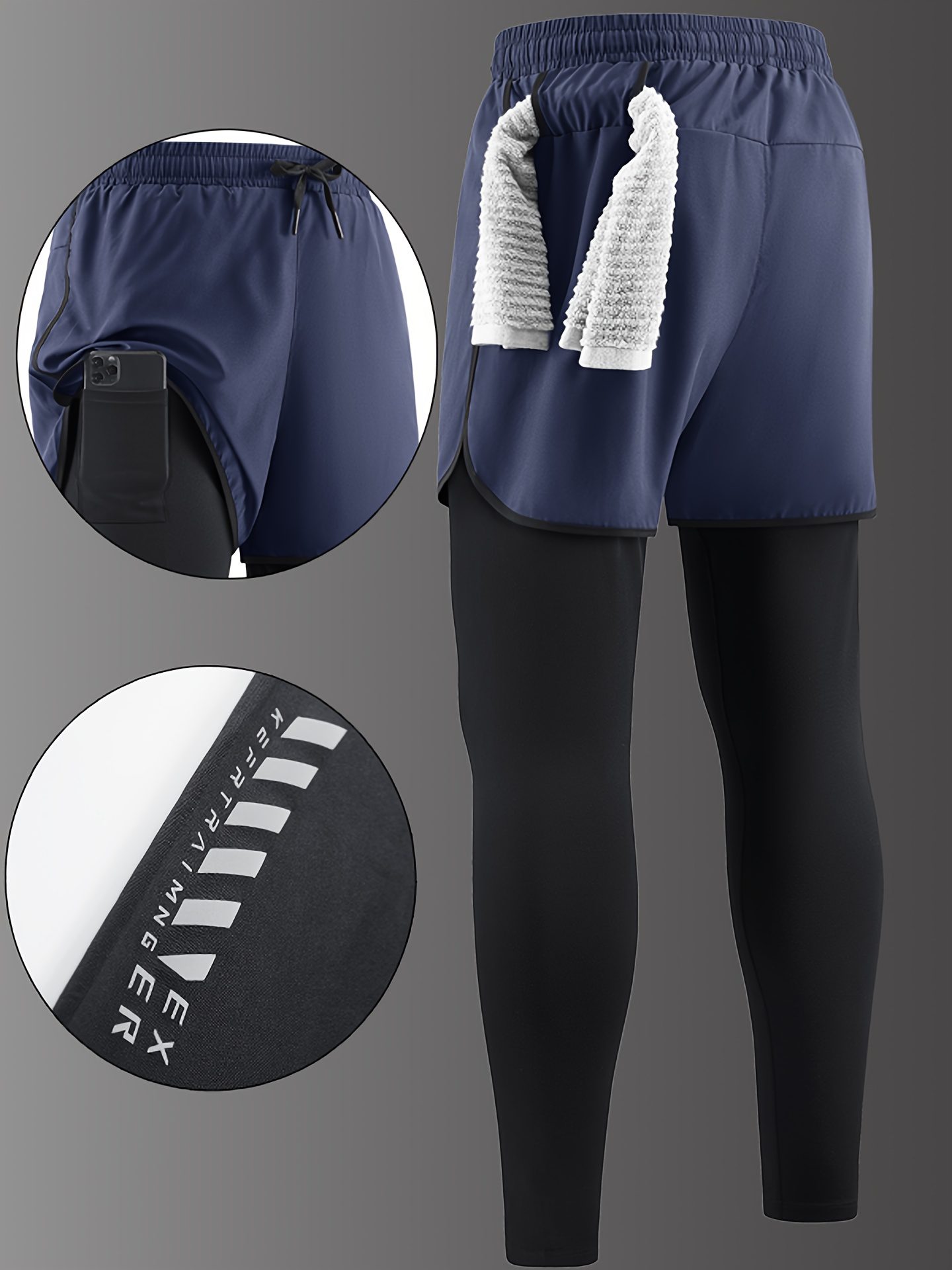 Men'S Casual Sports Long Pants Suitable for All Seasons, Designed to Look Like Two Pieces, Featuring Pockets, a Regular Fit, Elastic Waistband, Quick-Drying And Breathable Fabric, Moisture-Wicking Properties, Ideal for Hiking, Training, Yoga - Image 6