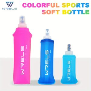 WRELS Soft Color Sports Water Bottle Professional Running Outdoor Narrow Mouth Nozzle TPU Food Grade Material Foldable for Convenient Off-Road Water Cup