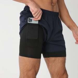 2025 New Men'S Running Shorts, Quick-Dry Black Double-Layer Shorts for Fitness And Training, 4-Inch Athletic Shorts