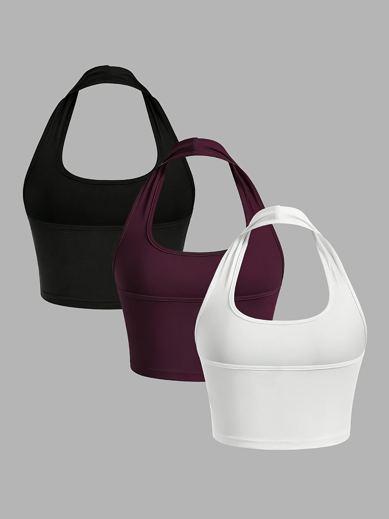 3-piece New Sexy Halter Neck Tank Top, Solid Color Sexy Casual Camisole Top for Women - Image 8
