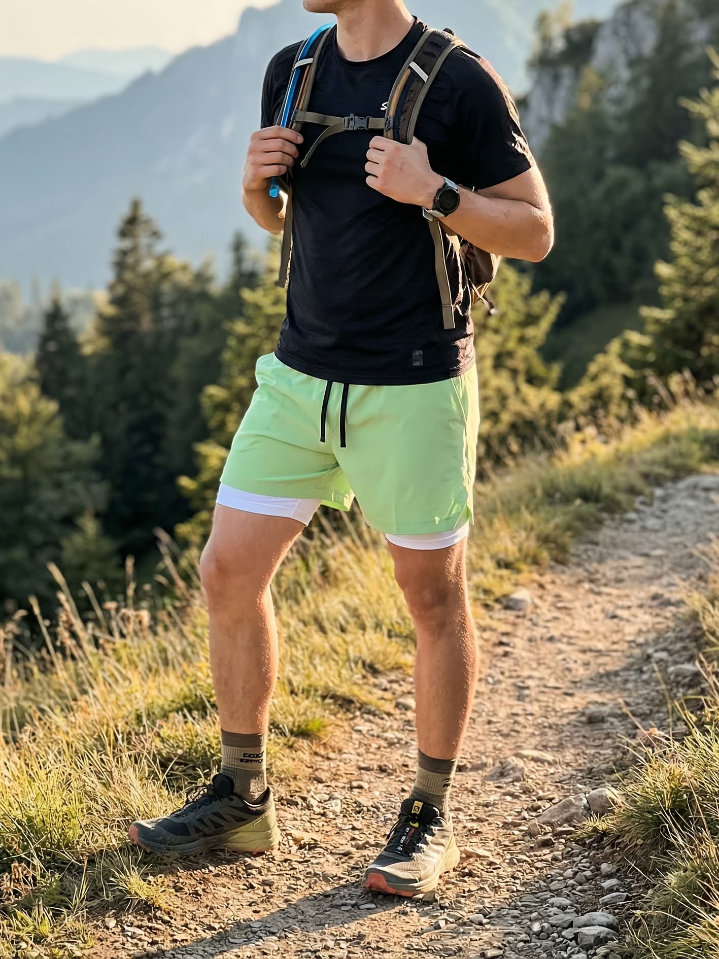 Men's New Summer Quick-Dry Sports Shorts with Split Hem, Double-Layer Fashion Design, Beachwear for Summer Seaside Travel, Comfortable Fabric, Drawstring, Gym Double-Layer Phone Shorts, Daily Wear, Valentine's Day Gift - Image 9