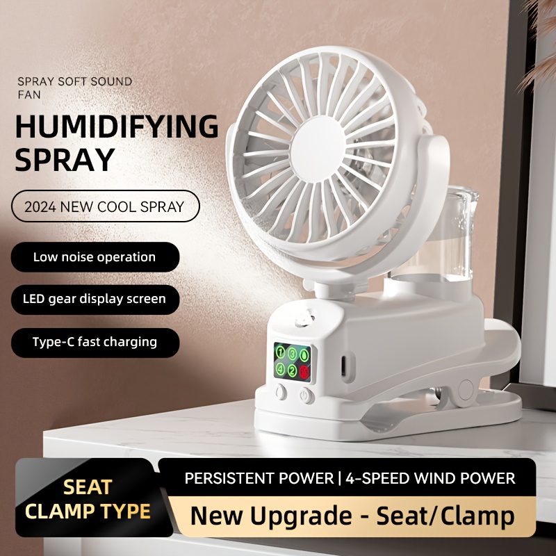 This Is a 2-In-1 Fan And Humidifier, Featuring 4 Adjustable Wind Speeds And 2 Humidity Levels, Designed As a Portable Desktop Fan. It Operates Silently at 360° - Image 7