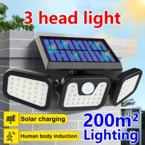 2pcs Polyhedral Lighting Wall Lights Three Sided Luminescence Solar Outdoor Lights High-Power Outdoor Motion Sensor Light Outdoor Solar Lights 300° Wide Angle Floodlight Outdoor Security Light for Patio, Garden, Yard