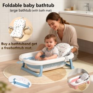Baby Essentials, Large Foldable and Storable Baby Bathtub with Seat Cushion Set, Suitable for Children, Ideal for Christmas, Halloween, Thanksgiving, New Year, and Birthday Gifts