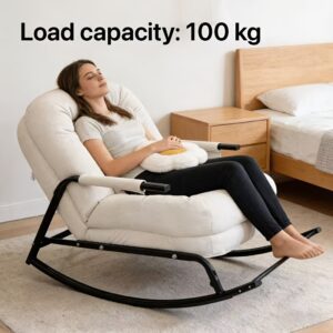 Single-person Lazy Rocking Chair for Napping, Supports up to 100kg. A Casual Sofa for Home Use in the Living Room or Balcony. An Internet-famous Rocking Lounge Chair for Bedroom Naps