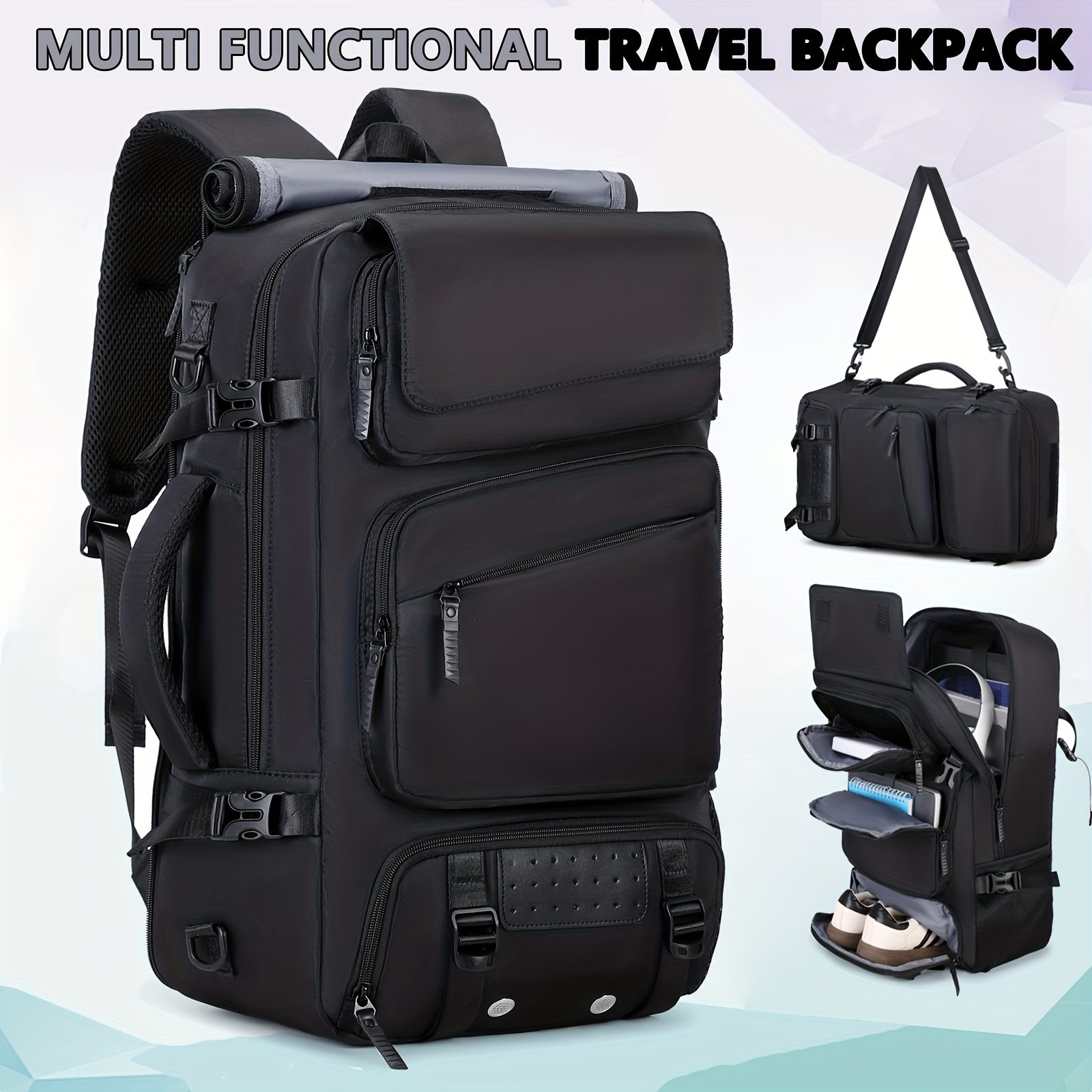 Men'S 39.62cm Laptop Backpack with Airline-Approved TSA Lockable Zipper Closure, 39.62cm Laptop Compartment & 39.62cm Tablet Sleeve - Heavy-Duty Travel Backpack with Padded, Adjustable Shoulder Straps, Shoe Storage & Luggage Strap - Ideal For Business - Image 9