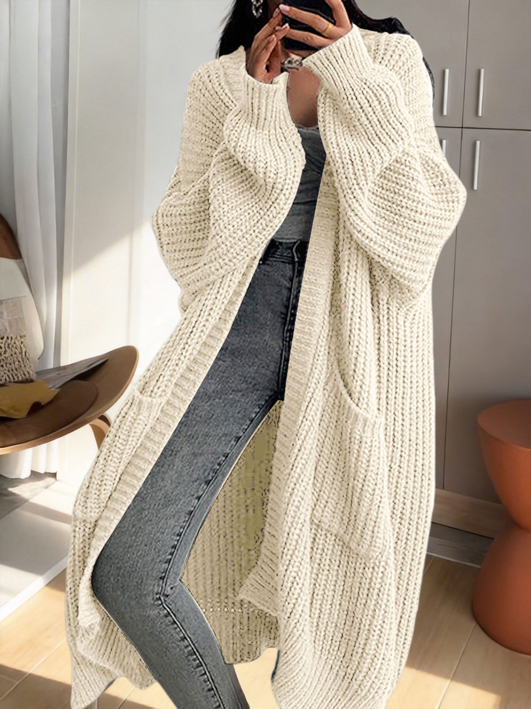 Y2K Long Cardigan Sweater with Long Sleeves - Image 9