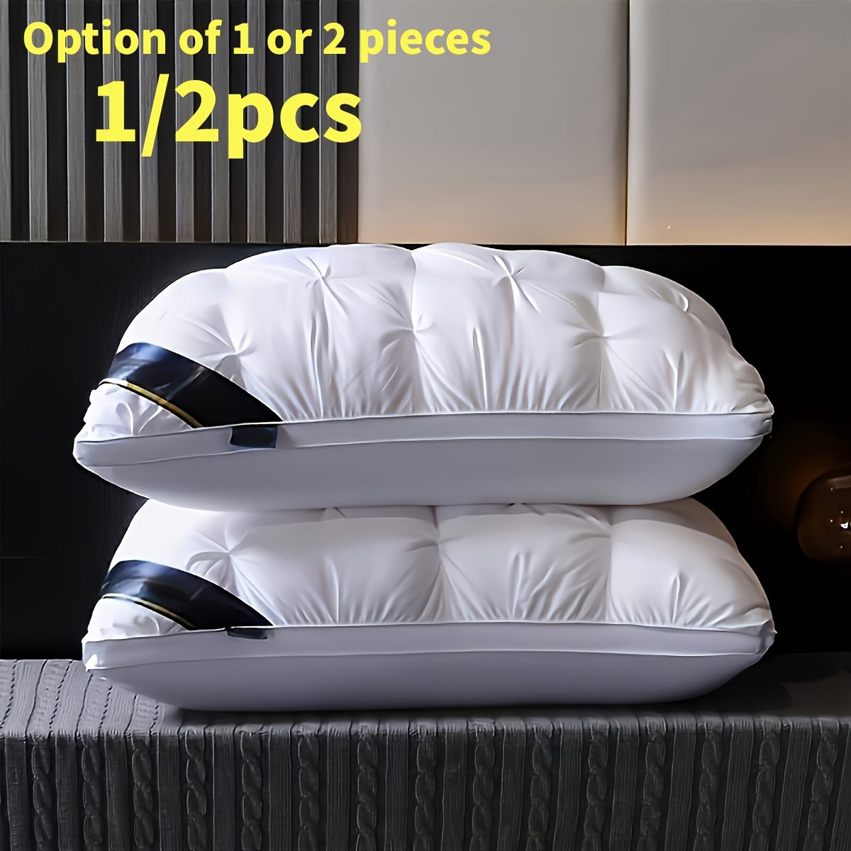 2/1pc Luxury 5-Star Hotel Quality - Deep Sleep Neck Support, High-Density Non-Drooping All-Season with Satin Cover, 100% Polyester Filling, Hand Wash & Vacuum Compression Packaging for Home Decor