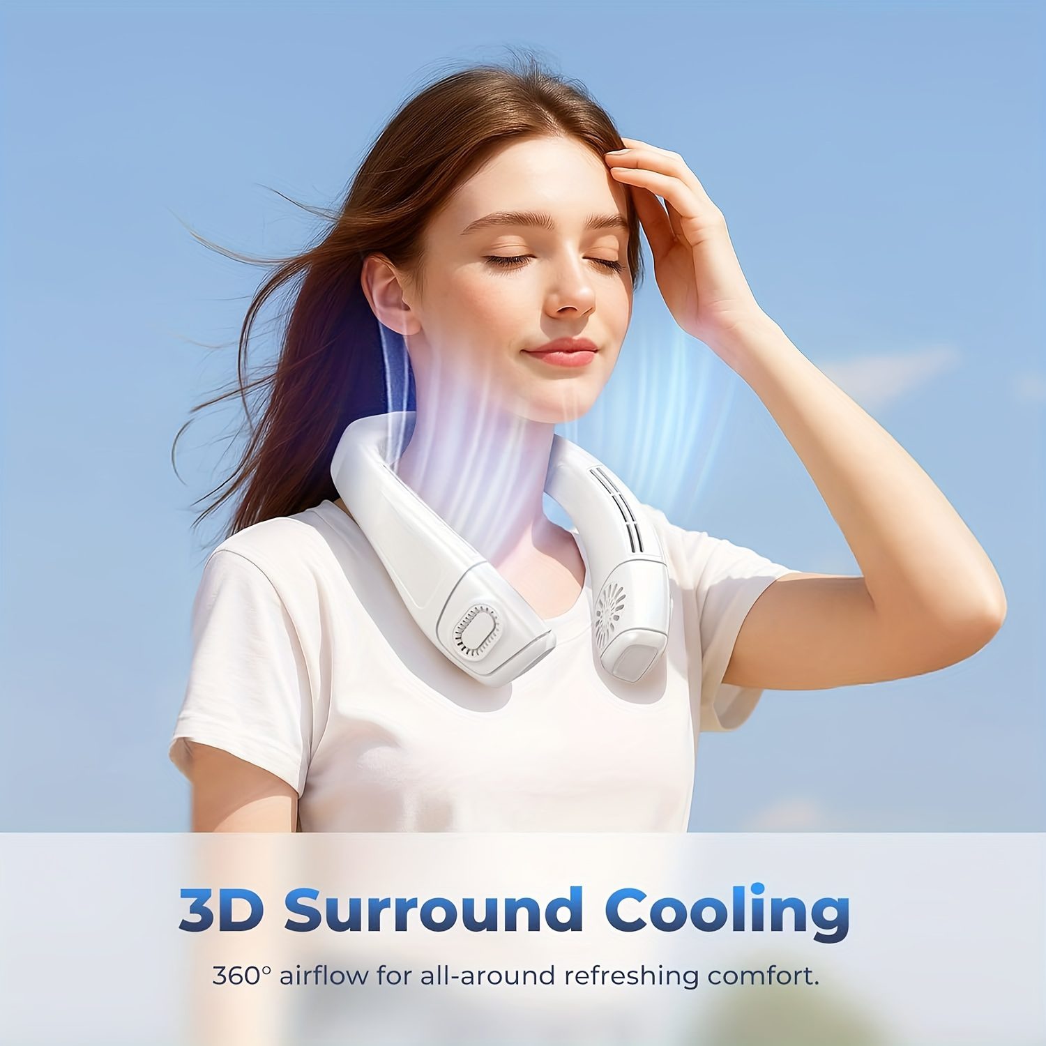 5200Mah Neck Fan, Portable Air Conditioning Fan, Ergonomic Personal Cooling Fan, Type-C Rechargeable, 3D Airflow Wearable, LED Screen, 3 Modes, a Gift for Men And Women, Suitable for Outdoor Travel And Indoor Use - Image 9